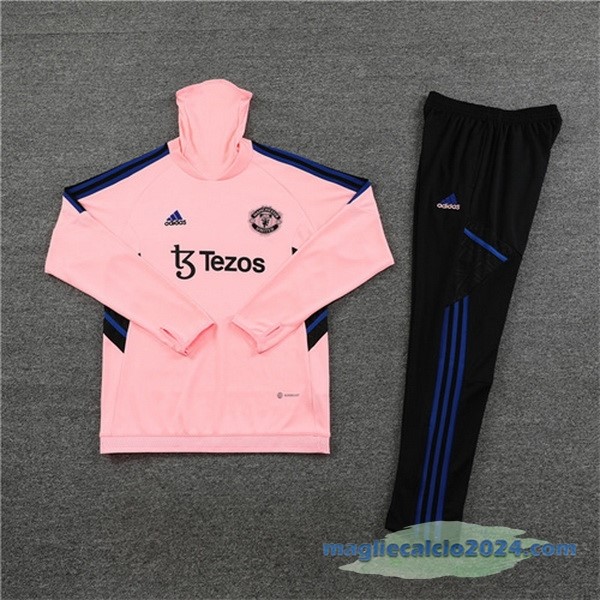 Set Completo Sudadera Formazione Manchester United 2022 2023 Rosa Nero Poco Prezzo