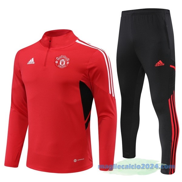Set Completo Sudadera Formazione Manchester United 2022 2023 Rosso Nero Poco Prezzo