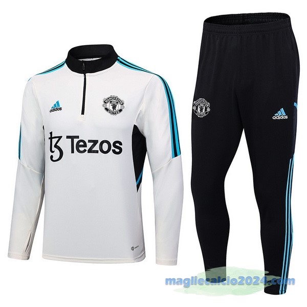 Set Completo Sudadera Formazione Manchester United 2023 2024 Bianco I Nero Poco Prezzo