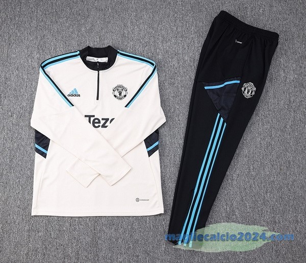 Set Completo Sudadera Formazione Manchester United 2023 2024 Bianco I Nero Poco Prezzo