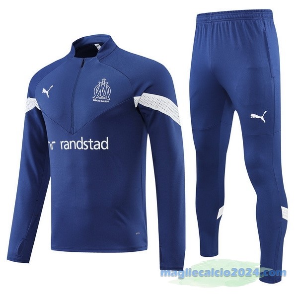 Set Completo Sudadera Formazione Marsella 2022 2023 Azul Bianco Poco Prezzo