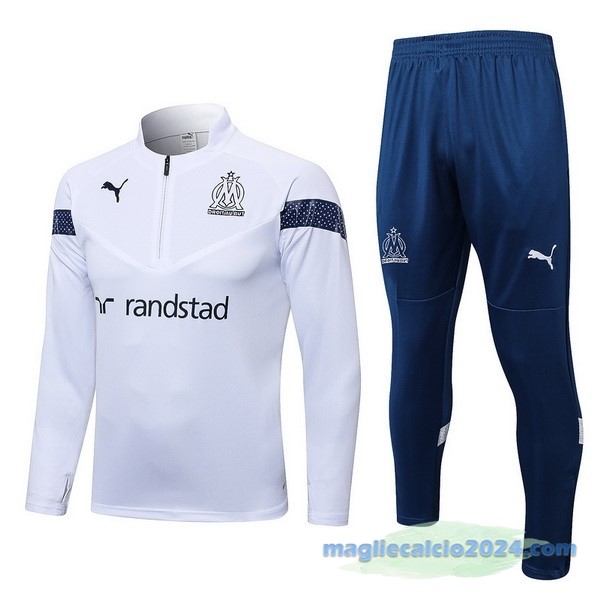 Set Completo Sudadera Formazione Marsella 2022 2023 Bianco Azul Navy Poco Prezzo