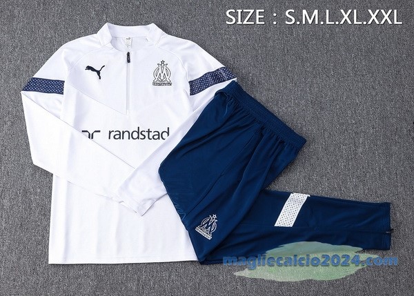 Set Completo Sudadera Formazione Marsella 2022 2023 Bianco Azul Navy Poco Prezzo