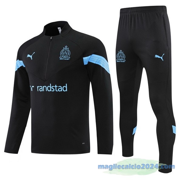 Set Completo Sudadera Formazione Marsella 2022 2023 Nero Azul Poco Prezzo