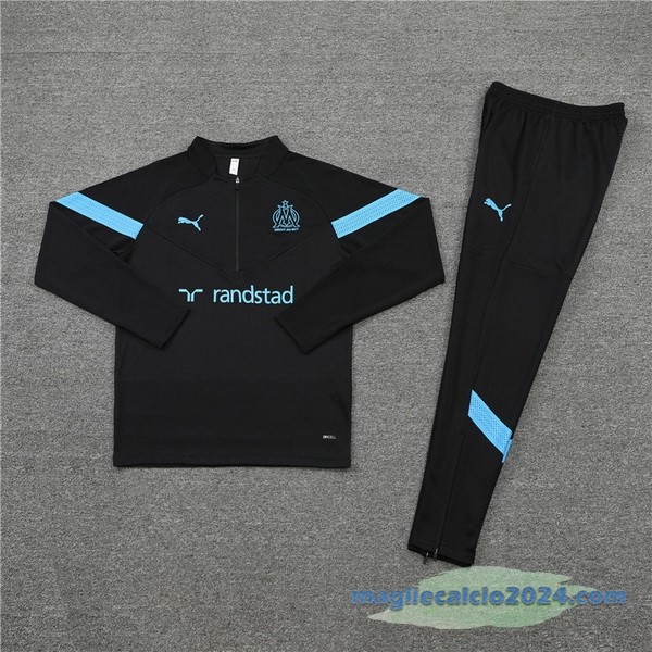 Set Completo Sudadera Formazione Marsella 2022 2023 Nero Azul Poco Prezzo