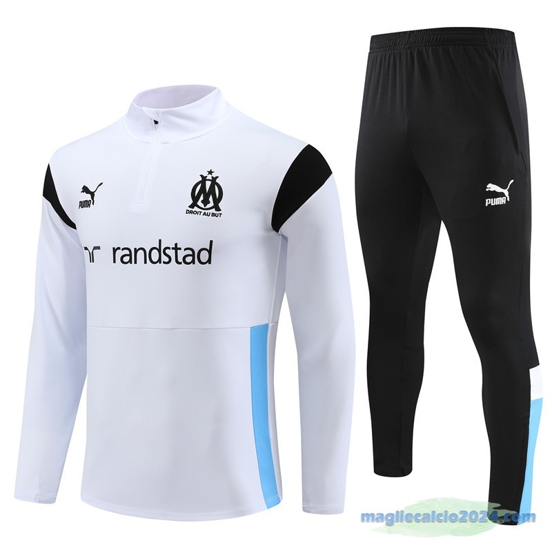 Set Completo Sudadera Formazione Marsella 2023 2024 Bianco Nero Poco Prezzo