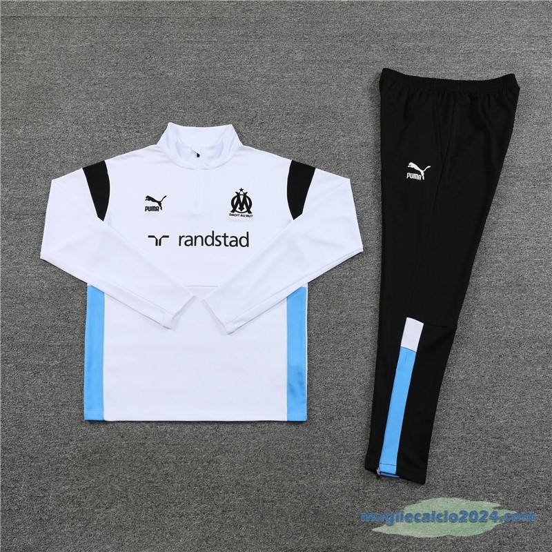 Set Completo Sudadera Formazione Marsella 2023 2024 Bianco Nero Poco Prezzo
