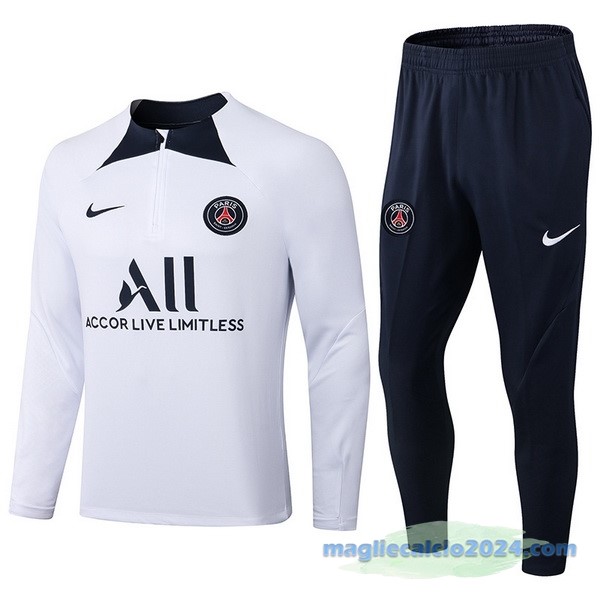 Set Completo Sudadera Formazione Paris Saint Germain 2022 2023 Bianco Nero Poco Prezzo