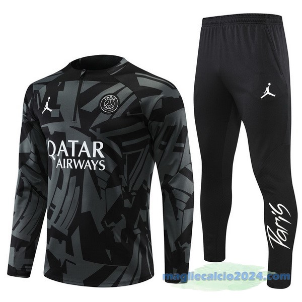 Set Completo Sudadera Formazione Paris Saint Germain 2022 2023 Nero Grigio Poco Prezzo