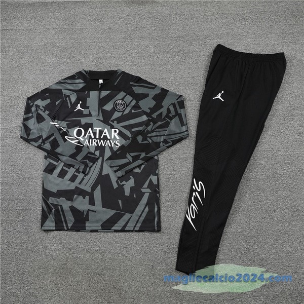 Set Completo Sudadera Formazione Paris Saint Germain 2022 2023 Nero Grigio Poco Prezzo