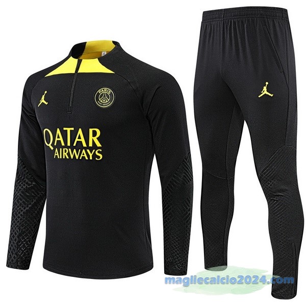 Set Completo Sudadera Formazione Paris Saint Germain 2022 2023 Nero II Giallo Poco Prezzo