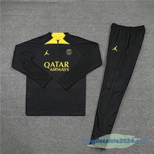 Set Completo Sudadera Formazione Paris Saint Germain 2022 2023 Nero II Giallo Poco Prezzo