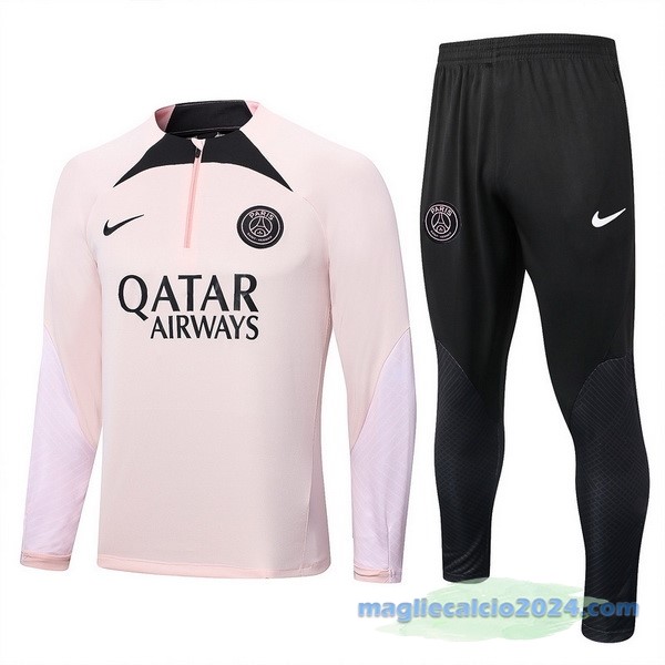 Set Completo Sudadera Formazione Paris Saint Germain 2022 2023 Rosa Nero Poco Prezzo