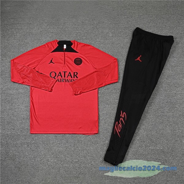 Set Completo Sudadera Formazione Paris Saint Germain 2022 2023 Rosso Nero Poco Prezzo