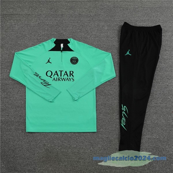 Set Completo Sudadera Formazione Paris Saint Germain 2022 2023 Verde Nero Poco Prezzo