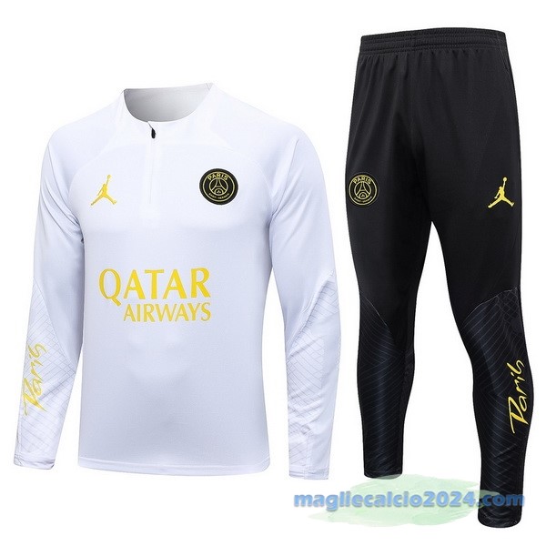 Set Completo Sudadera Formazione Paris Saint Germain 2023 2024 Bianco Nero Giallo Poco Prezzo