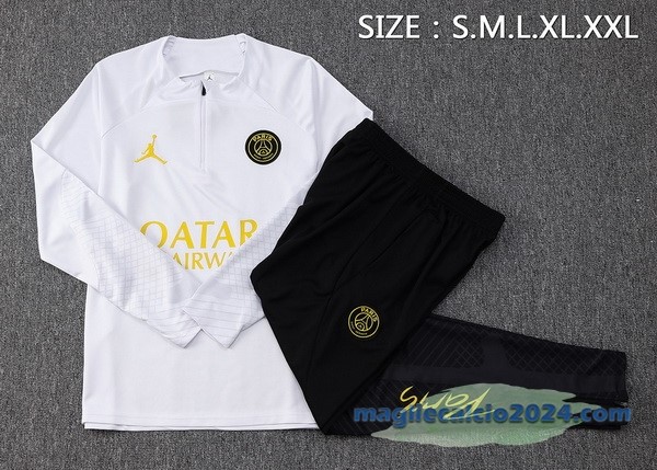 Set Completo Sudadera Formazione Paris Saint Germain 2023 2024 Bianco Nero Giallo Poco Prezzo