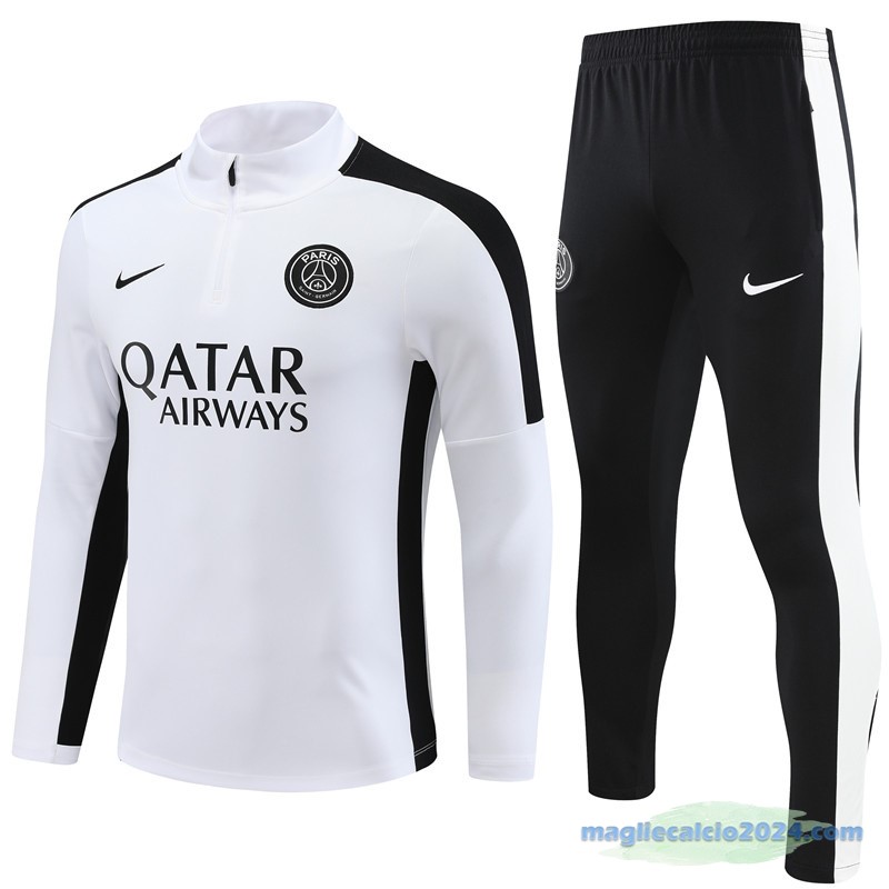 Set Completo Sudadera Formazione Paris Saint Germain 2023 2024 Bianco Nero Poco Prezzo