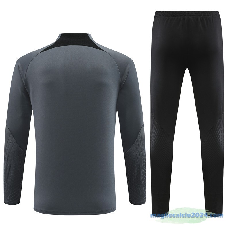 Set Completo Sudadera Formazione Paris Saint Germain 2023 2024 Grigio Nero Poco Prezzo