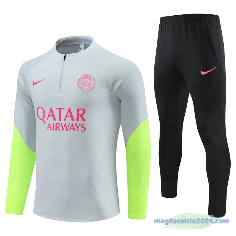 Set Completo Sudadera Formazione Paris Saint Germain 2023 2024 Grigio Verde Nero Poco Prezzo