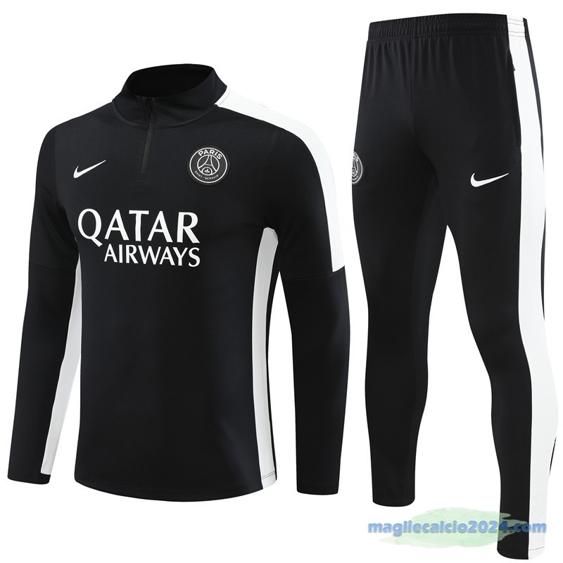 Set Completo Sudadera Formazione Paris Saint Germain 2023 2024 Nero Bianco Poco Prezzo