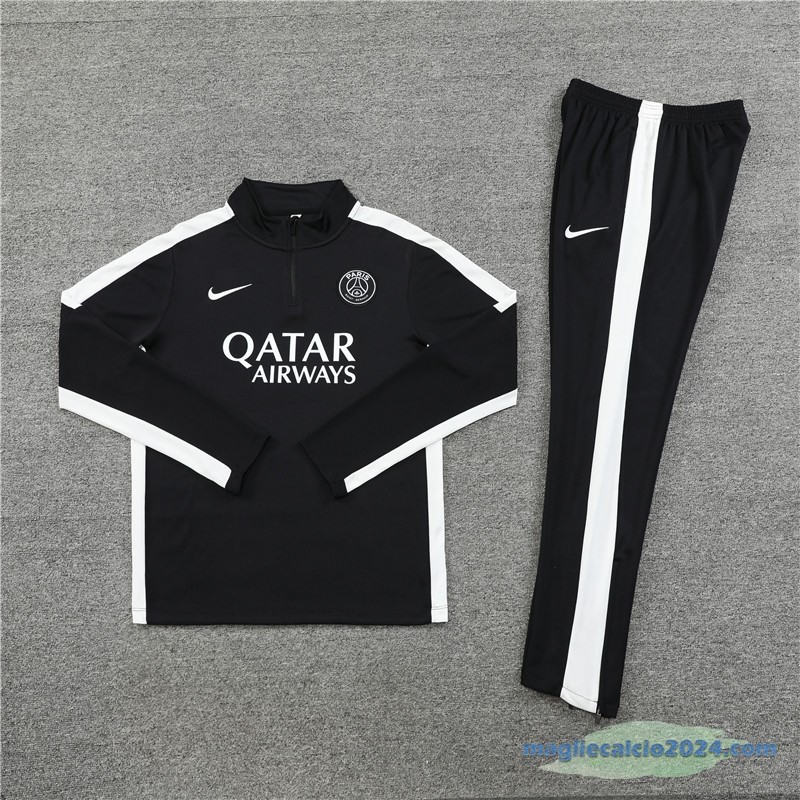 Set Completo Sudadera Formazione Paris Saint Germain 2023 2024 Nero Bianco Poco Prezzo