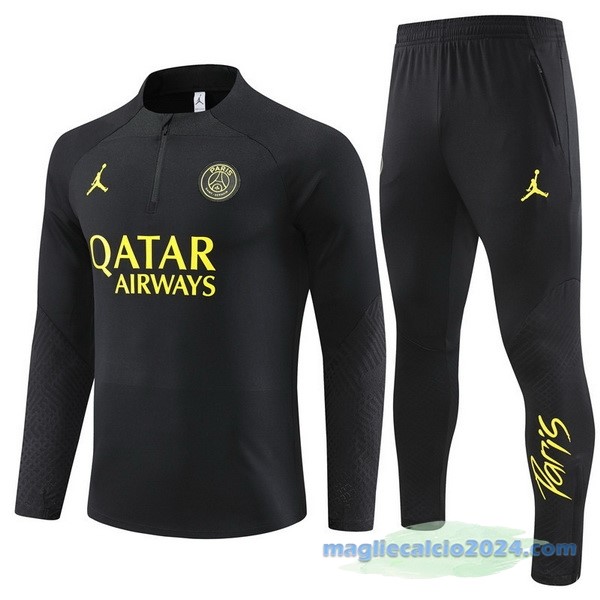 Set Completo Sudadera Formazione Paris Saint Germain 2023 2024 Nero Giallo Poco Prezzo