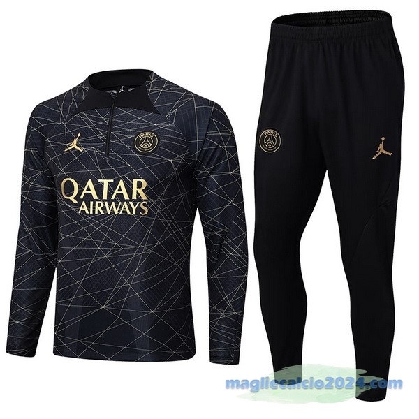 Set Completo Sudadera Formazione Paris Saint Germain 2023 2024 Nero III Giallo Poco Prezzo