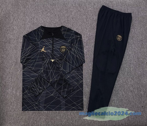 Set Completo Sudadera Formazione Paris Saint Germain 2023 2024 Nero III Giallo Poco Prezzo
