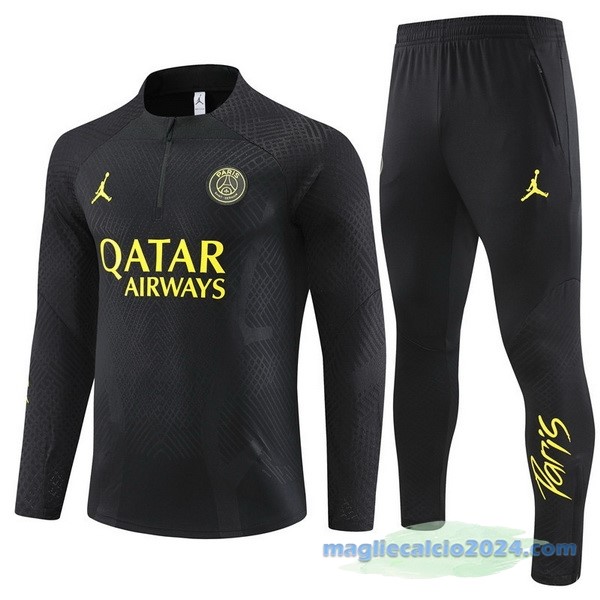 Set Completo Sudadera Formazione Paris Saint Germain 2023 2024 Nero I Giallo Poco Prezzo