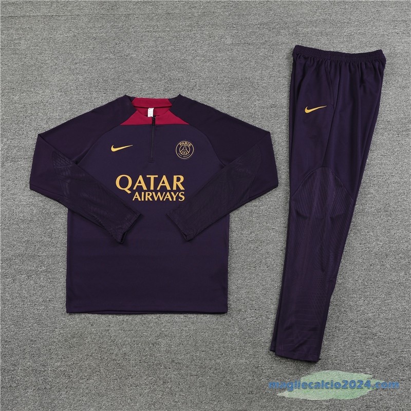 Set Completo Sudadera Formazione Paris Saint Germain 2023 2024 Purpureo I Rosso Poco Prezzo