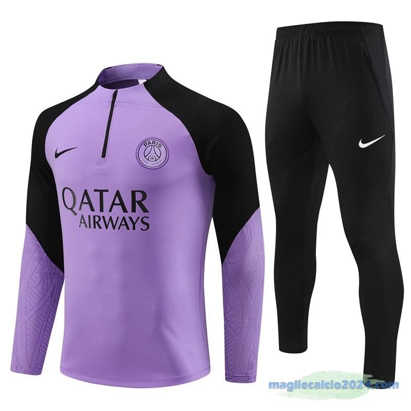 Set Completo Sudadera Formazione Paris Saint Germain 2023 2024 Purpureo Nero Poco Prezzo