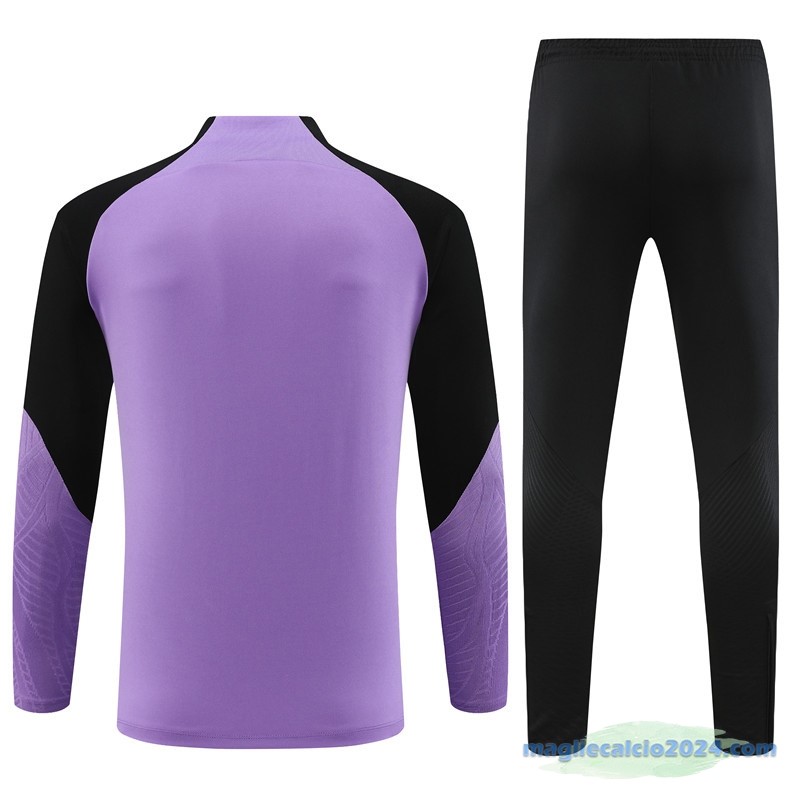 Set Completo Sudadera Formazione Paris Saint Germain 2023 2024 Purpureo Nero Poco Prezzo