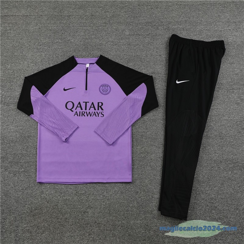 Set Completo Sudadera Formazione Paris Saint Germain 2023 2024 Purpureo Nero Poco Prezzo