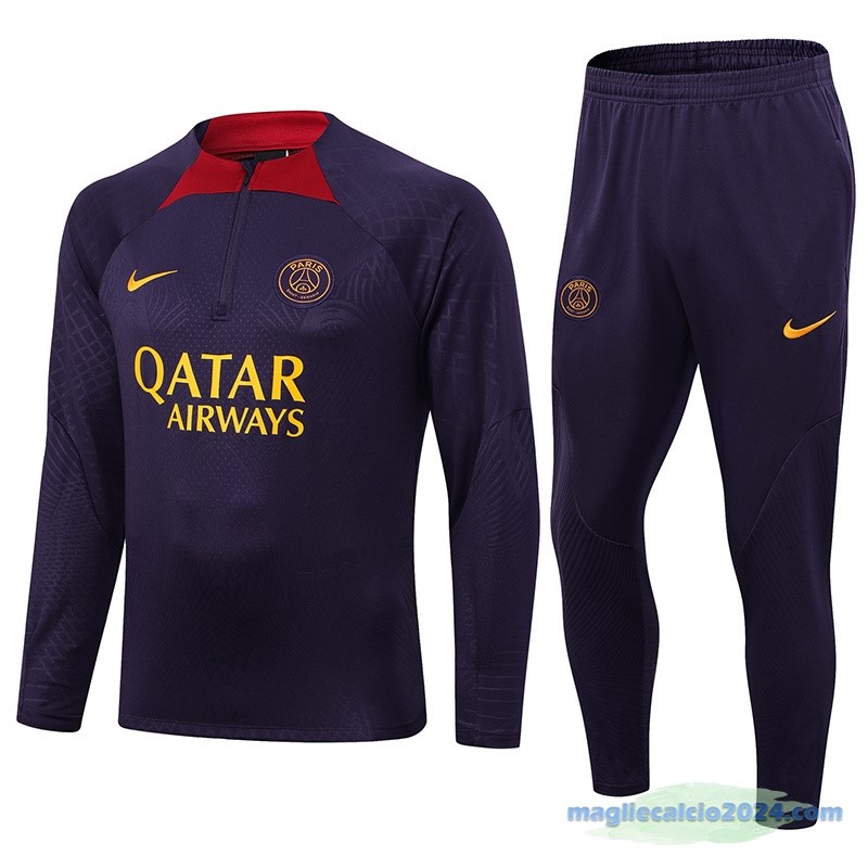 Set Completo Sudadera Formazione Paris Saint Germain 2023 2024 Purpureo Rosso Poco Prezzo