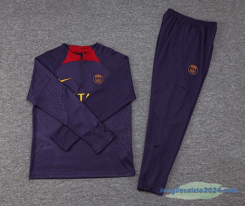 Set Completo Sudadera Formazione Paris Saint Germain 2023 2024 Purpureo Rosso Poco Prezzo