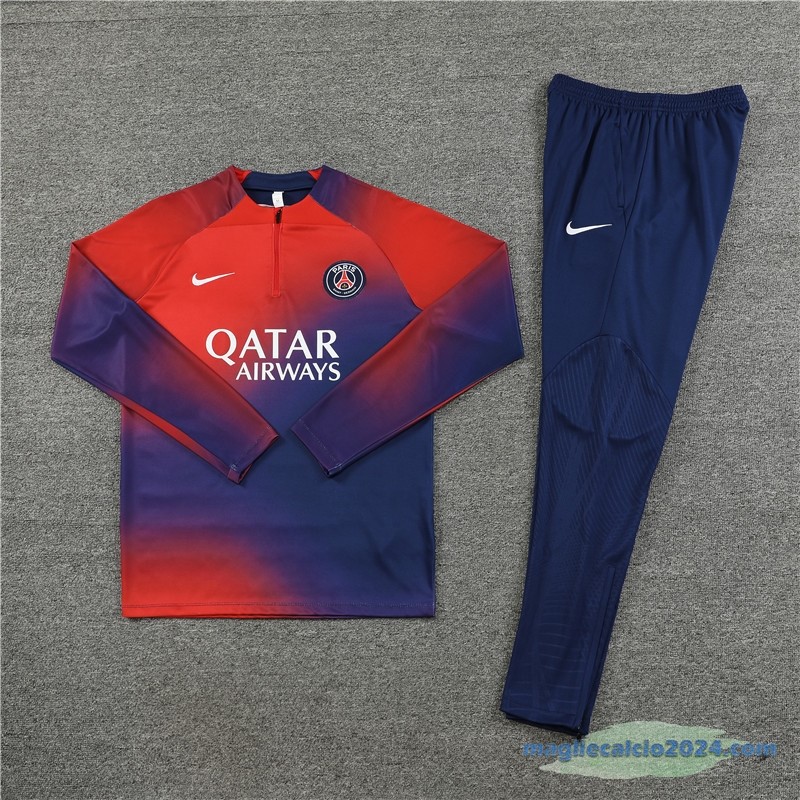Set Completo Sudadera Formazione Paris Saint Germain 2023 2024 Rosso Azul Navy Poco Prezzo