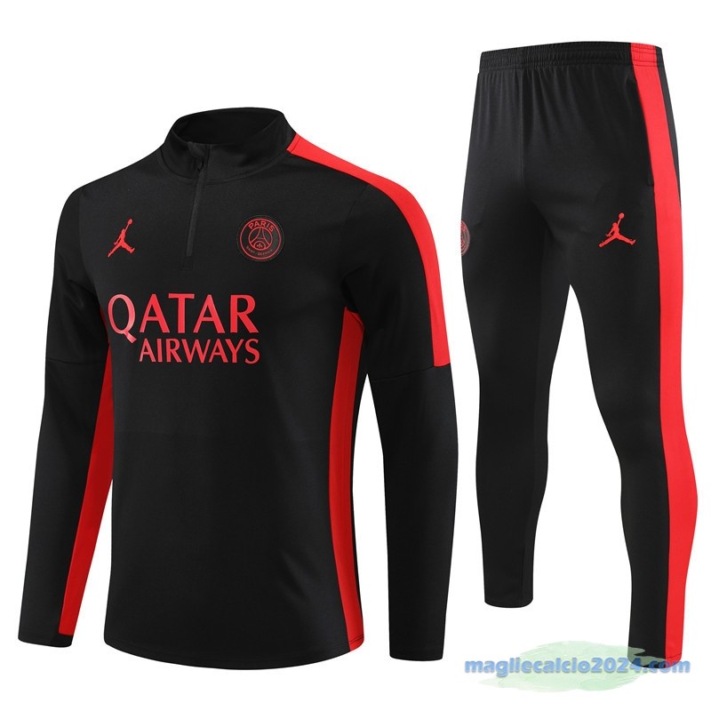Set Completo Sudadera Formazione Paris Saint Germain 2023 2024 Rosso II Nero Poco Prezzo