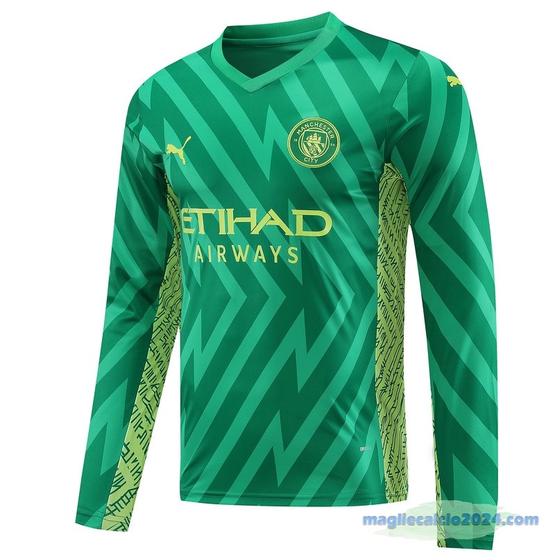 Thailandia Portiere Manica lunga Manchester City 2023 2024 Verde Poco Prezzo