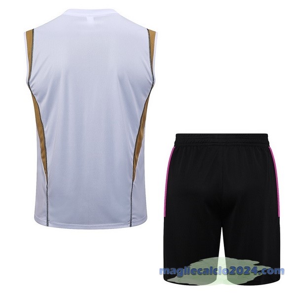 Entrenamiento Senza Maniche Set Completo Real Madrid 2023 2024 Bianco Giallo Nero Poco Prezzo