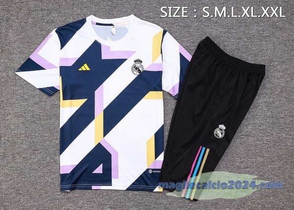 Entrenamiento Set Completo Real Madrid 2023 2024 Bianco Nero Giallo Poco Prezzo