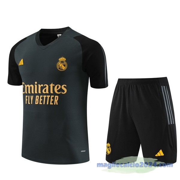 Entrenamiento Set Completo Real Madrid 2023 2024 Grigio Nero Giallo Poco Prezzo