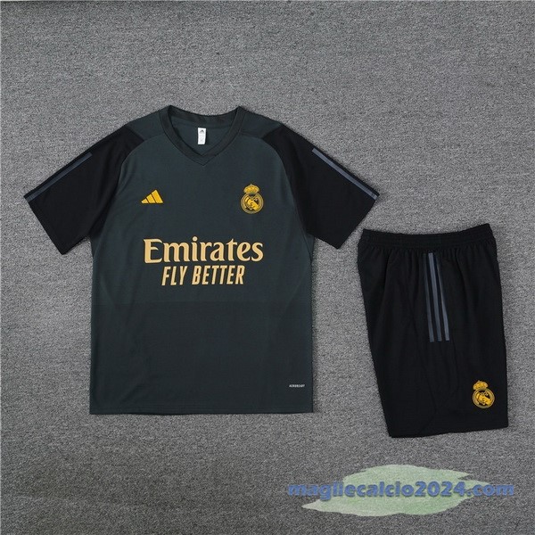 Entrenamiento Set Completo Real Madrid 2023 2024 Grigio Nero Giallo Poco Prezzo