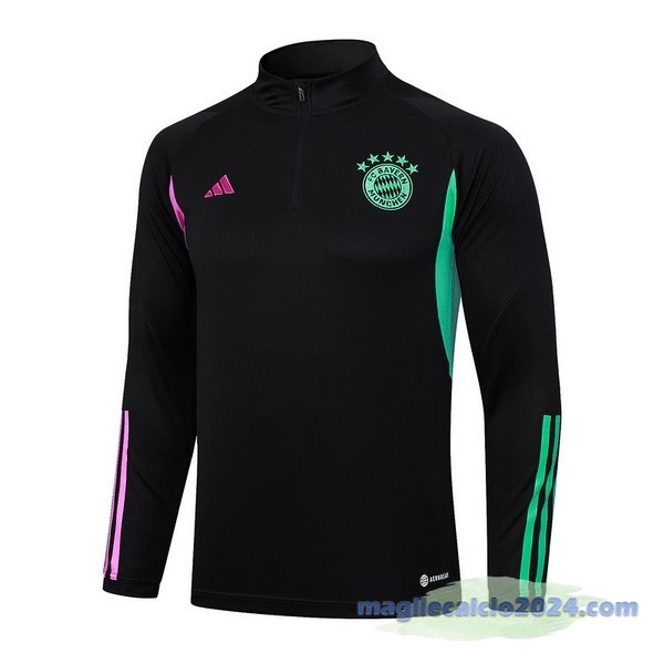 Felpa Allenamento Bayern Múnich 2023 2024 Nero Purpureo Verde Poco Prezzo