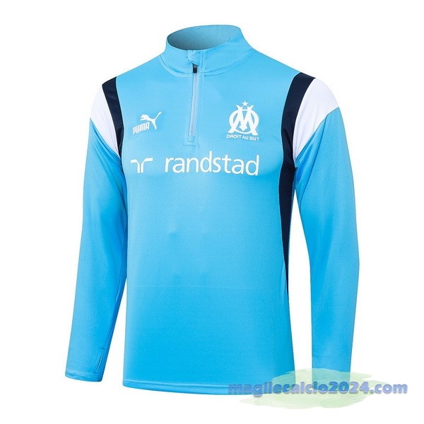 Felpa Allenamento Marsella 2023 2024 Blu Luce Bianco Poco Prezzo
