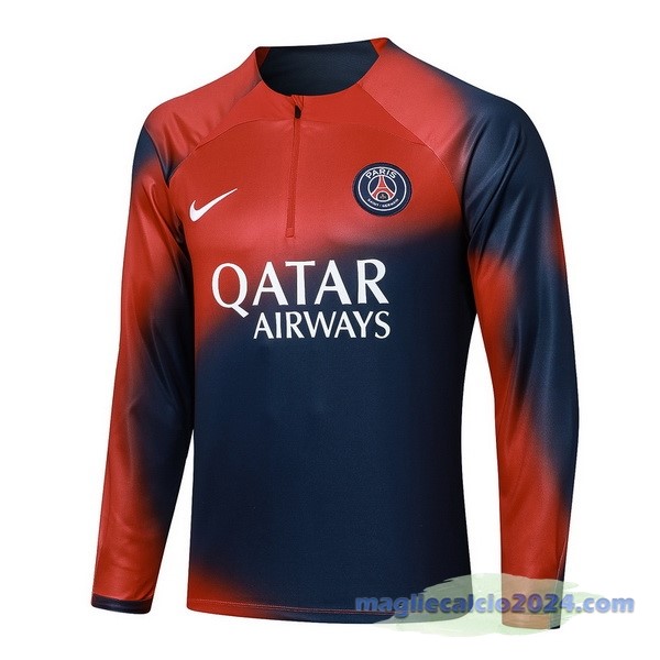 Felpa Allenamento Paris Saint Germain 2023 2024 Blu Navy Rosso Poco Prezzo