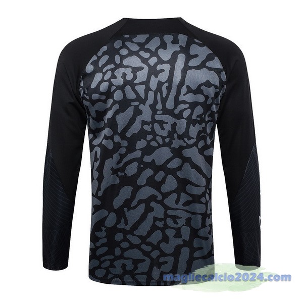 Felpa Allenamento Paris Saint Germain 2023 2024 Grigio Nero Poco Prezzo