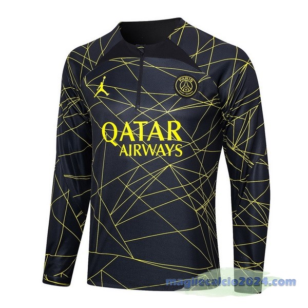 Felpa Allenamento Paris Saint Germain 2023 2024 Nero Giallo Poco Prezzo
