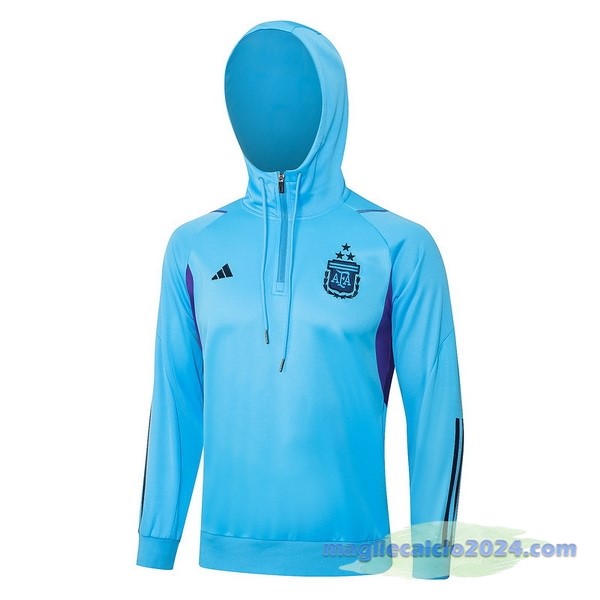 Felpa Cappuccio Argentina 2023 Blu Poco Prezzo