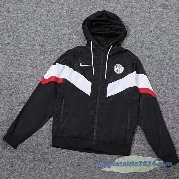 Giacca a vento Paris Saint Germain 2023 2024 Nero Bianco Rosso Poco Prezzo